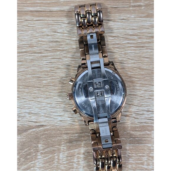 Stauer Women’s Gold Tone Chronograph Watch Rhinestone Bezel Quartz Date
